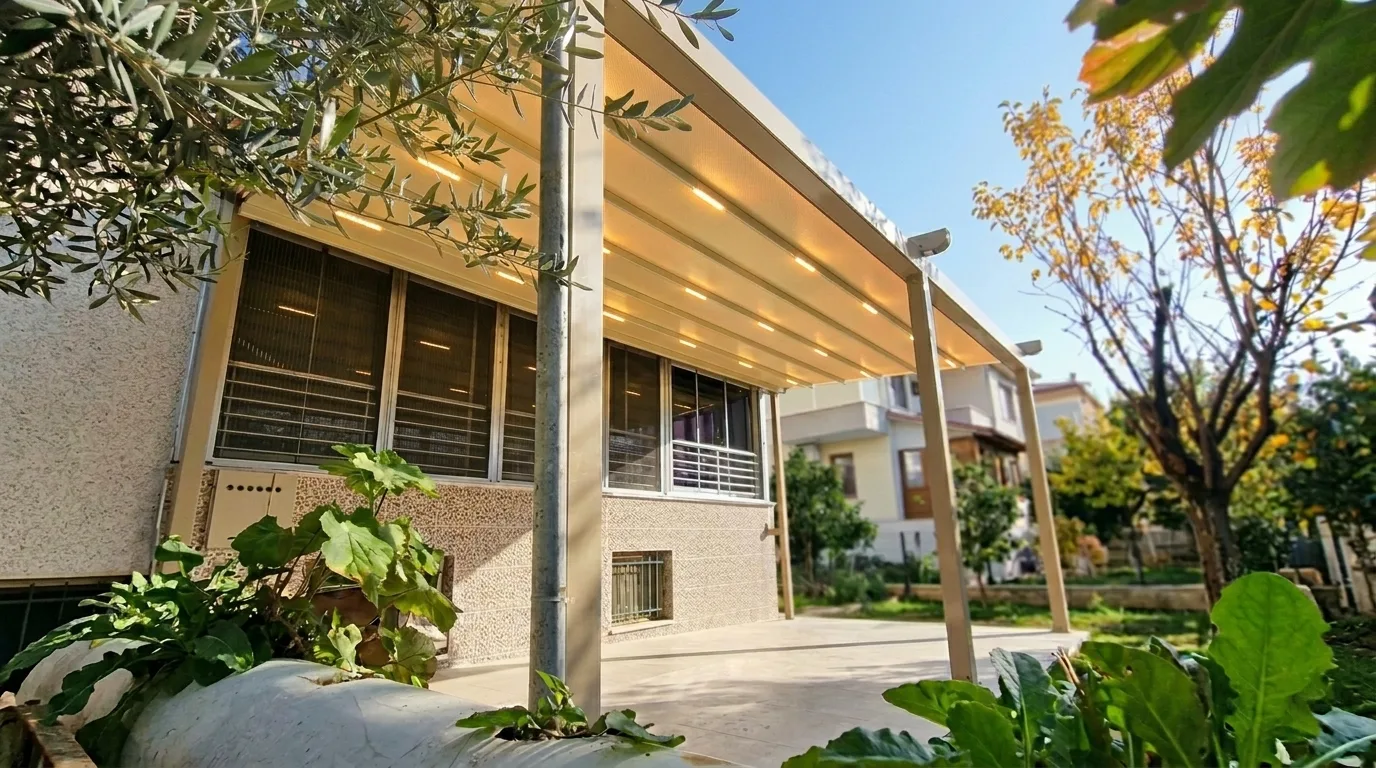 Bahçede pergola tente uygulaması, proje görünümü 16