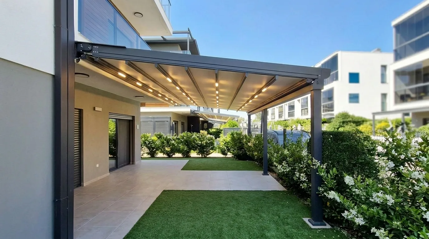 Bahçede pergola tente uygulaması, proje görünümü 19