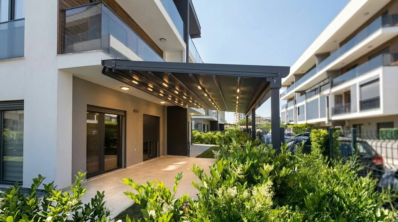 Bahçede pergola tente uygulaması, proje görünümü 20