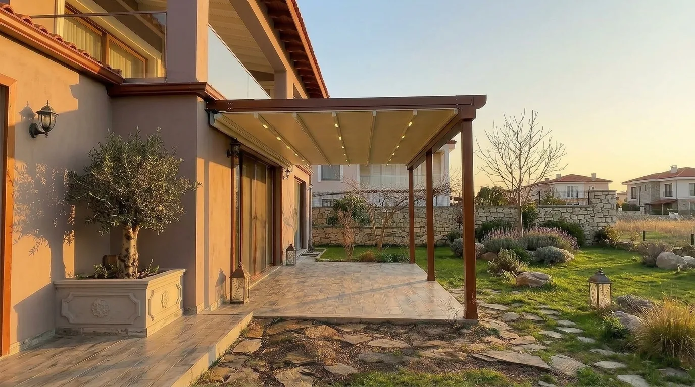 Bahçede pergola tente uygulaması, proje görünümü 26