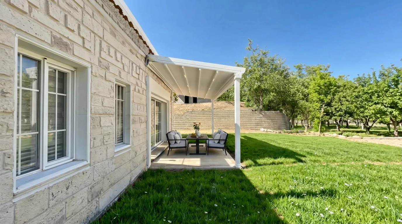 Bahçede pergola tente uygulaması, proje görünümü 28