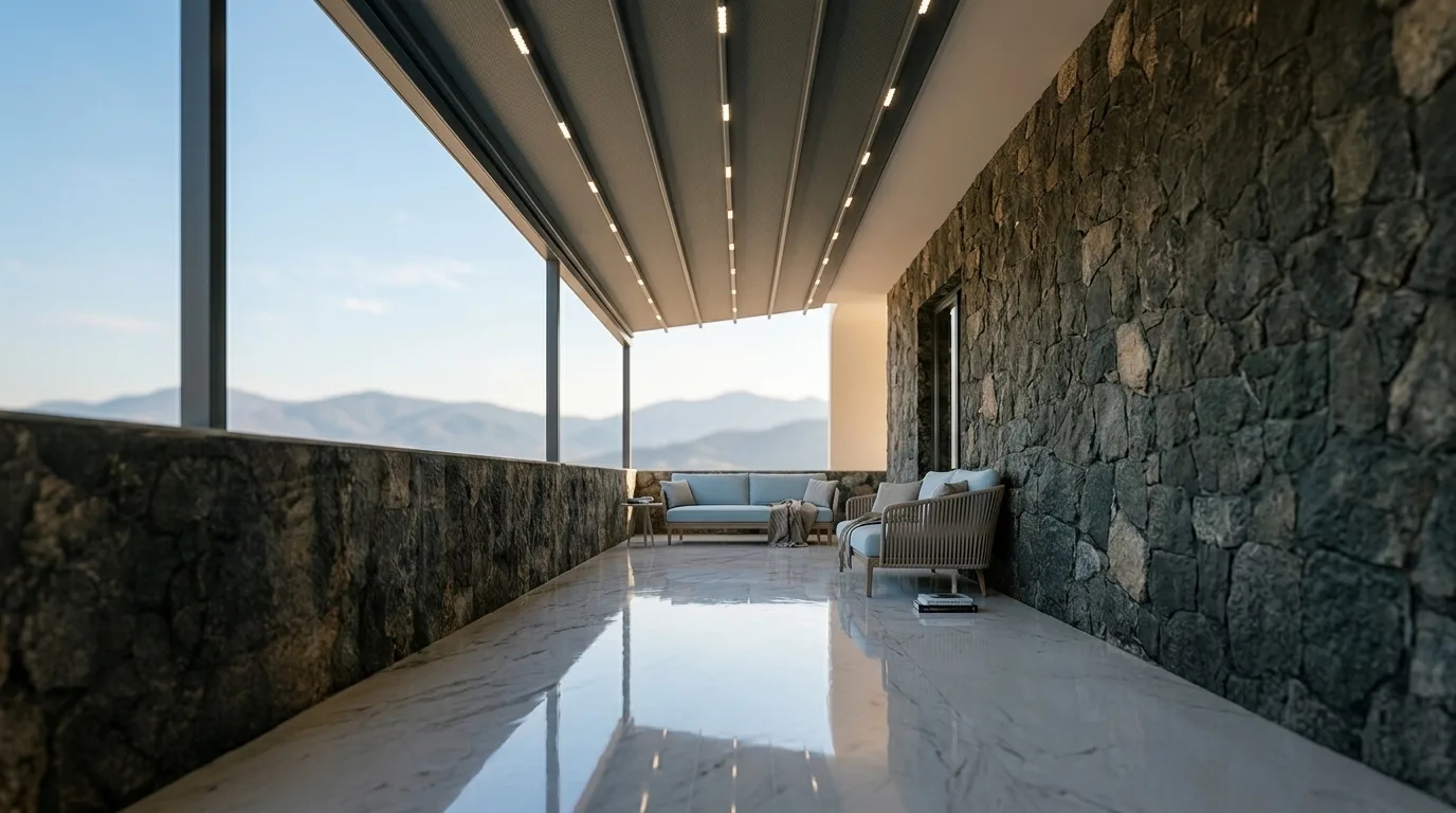 Terasta pergola tente uygulaması, proje görünümü 5
