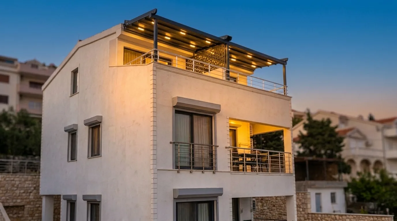 Terasta pergola tente uygulaması, proje görünümü 30
