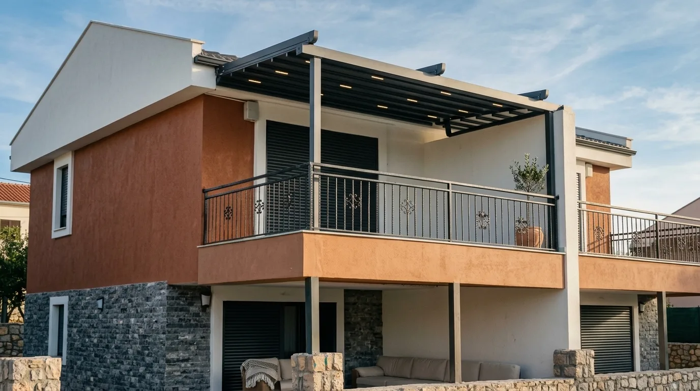 Terasta pergola tente uygulaması, proje görünümü 34