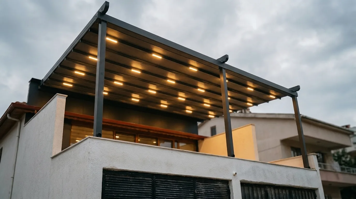 Terasta pergola tente uygulaması, proje görünümü 40
