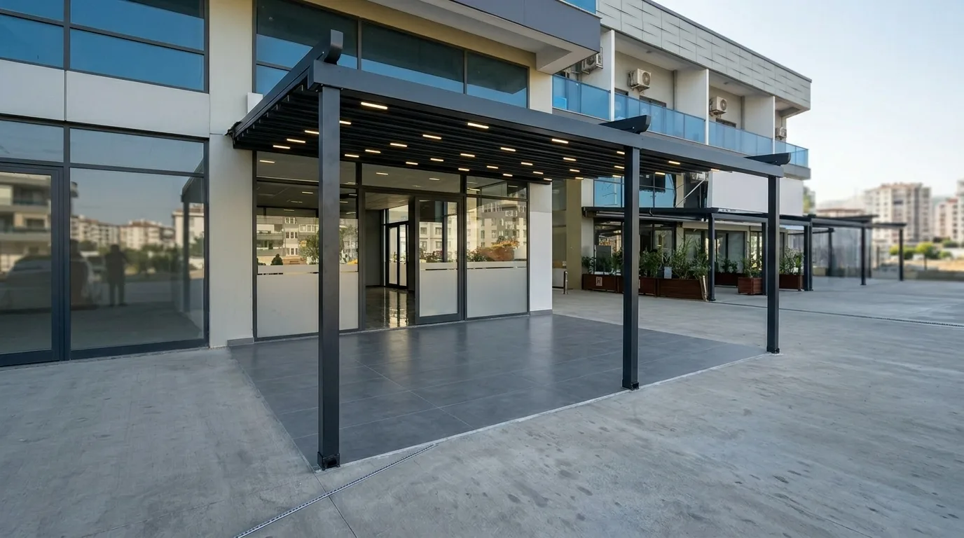 Ticari alanda pergola tente uygulaması, proje görünümü 5