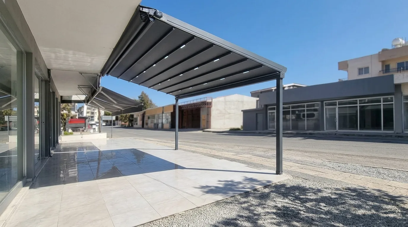 Ticari alanda pergola tente uygulaması, proje görünümü 14